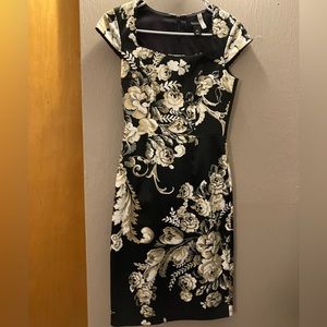 White House Black Market Black Floral Dress